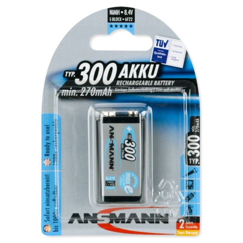 Pila al litio ANSMANN 6HR61 - 9V - 250mAh