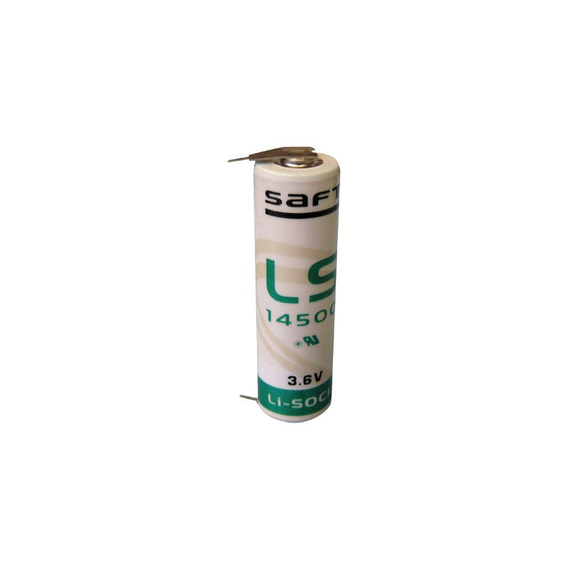 SAFT LS14500 - Pile Lithium - AA - 3PH (1+/2- ou 2+/1-) 3,6V - 2.4Ah SAFT LS14500 - Pile Lithium - AA - 3PH (1+/2- ou 2+/1-) 3,6V - 2.4Ah