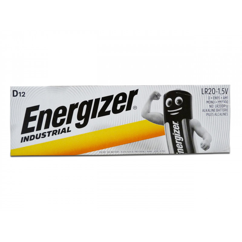 Pile ENERGIZER LR20 - D -  Industriale - UM1 - Scatola da 12