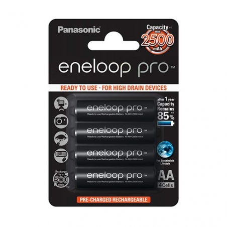 Blister da 4 pile ricaricabile - LR6 AA - Eneloop Pro PANASONIC