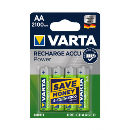 Pile VARTA HR6 - AA 2100mAh - Blister x 4 - Tecnologia pronte all'uso.