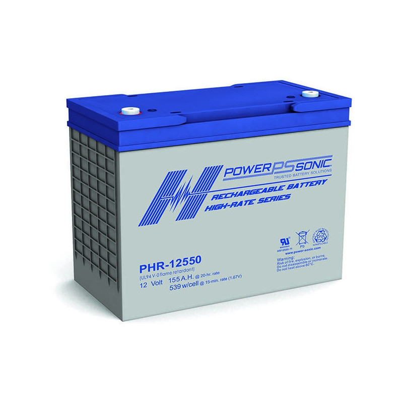 Batterie Plomb Standard 12V 1550Ah - PHR-12550FR - 335x172x275 - Spécial Onduleur - Powersonic