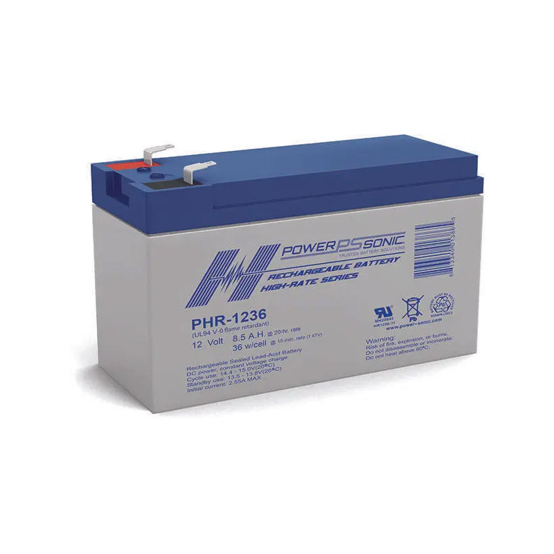 Batteria Piombo Standard 12V 8,5Ah - PHR-1236FR - 151x65x93.5 - Spéciale Inverter - Powersonic Batteria Piombo Standard 12V 8,5Ah - PHR-1236FR - 151x65x93.5 - Spéciale Inverter - Powersonic