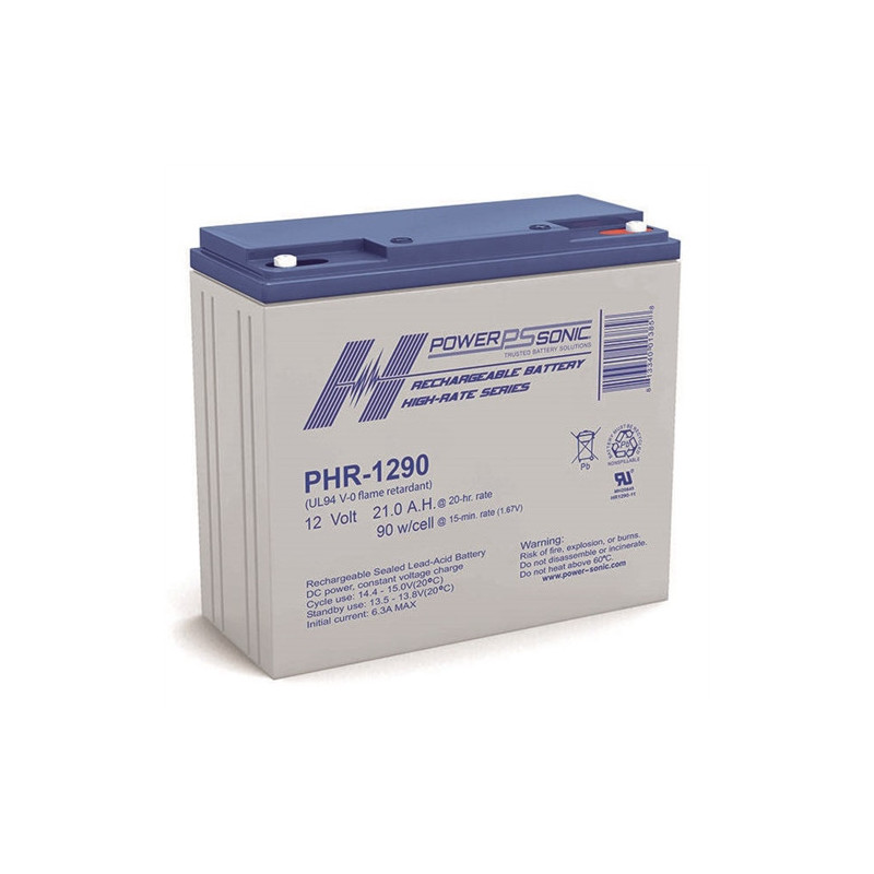 Batteria Piombo Standard 12V 21Ah - PHR-1290FR - 181x76x167 - Spéciale Inverter - Powersonic Batteria Piombo Standard 12V 21Ah - PHR-1290FR - 181x76x167 - Spéciale Inverter - Powersonic