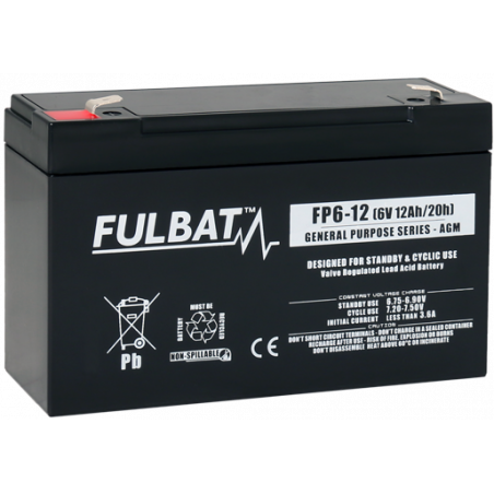 Batterie moto Piombo Standard 6V 12Ah - FP6-12 - Fulbat