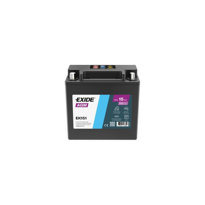 Batteria avviamento Auto et Ausiliari - 12V - 15Ah - EK151 - + sinistr